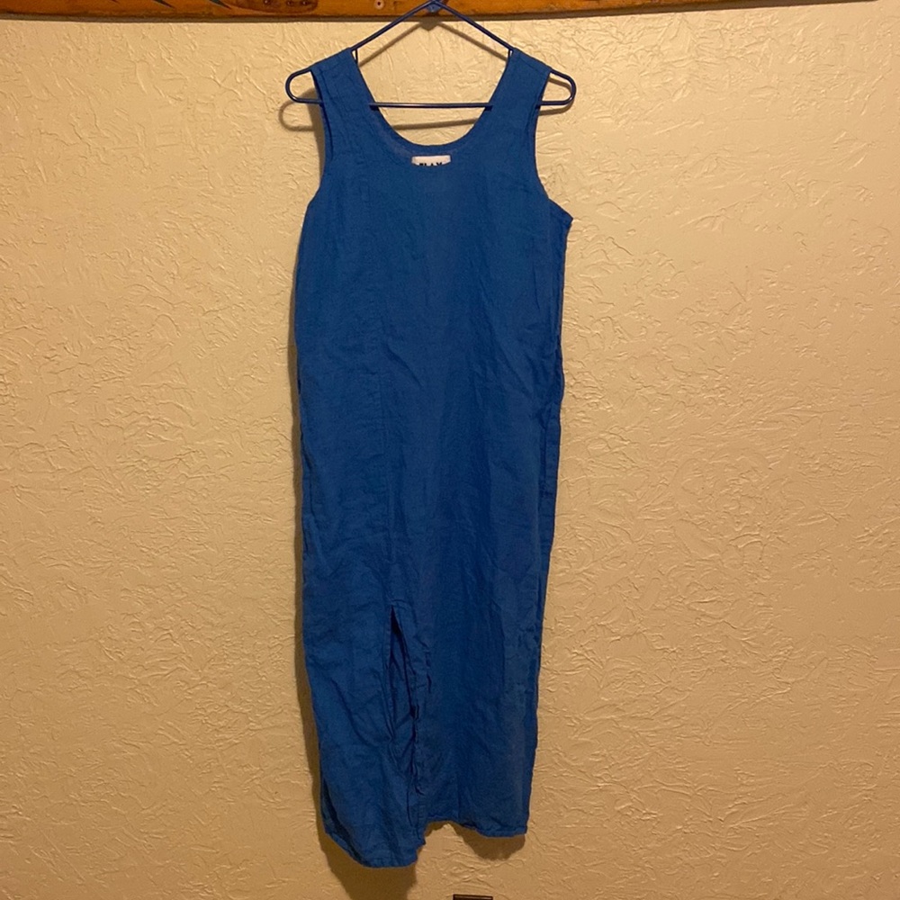 Flax Royal Blue Sleeveless Linen Maxi Dress